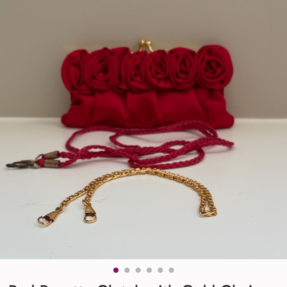 Red Clutch with Gold Chain